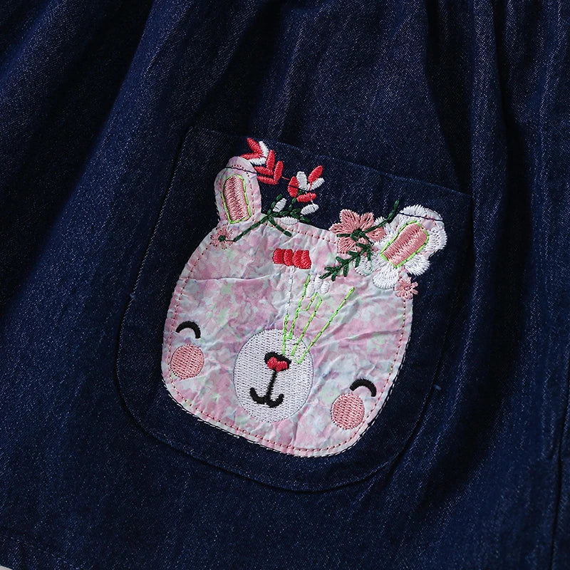 Kids Girls Cartoon Design Autumn Cotton Dresses childrensterritory