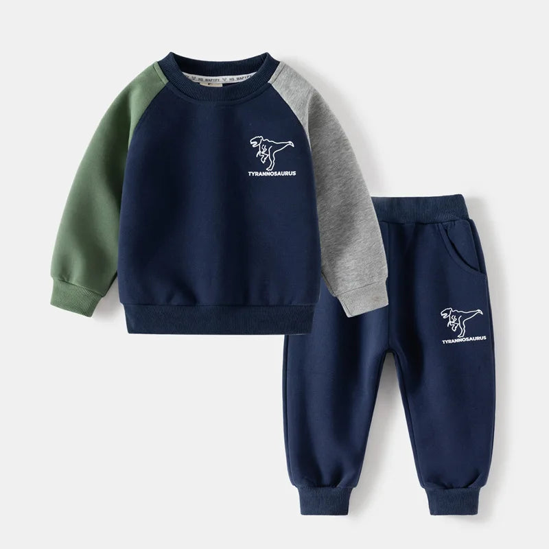 Little Boys Color Patchwork Two-Piece Casual Tracksuits childrensterritory