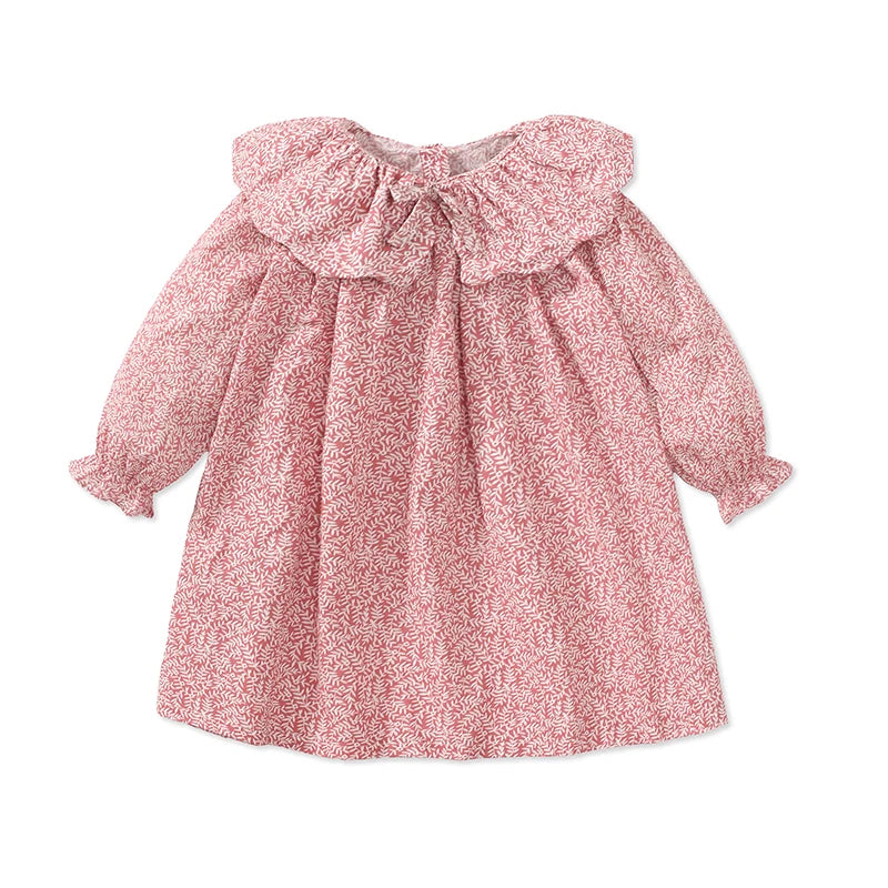 Little Girls Long Sleeves Turndown Collar Floral Princess Dress childrensterritory