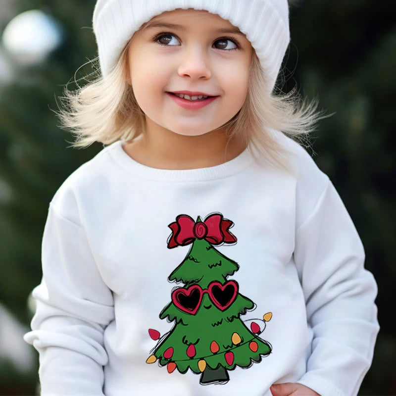 Kids Solid Colors Christmas Graphics Hoodless Sweatshirt childrensterritory