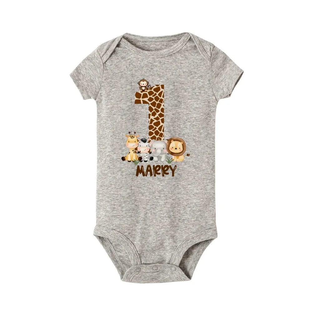 Baby Unisex First Birthday Embroidered Romper