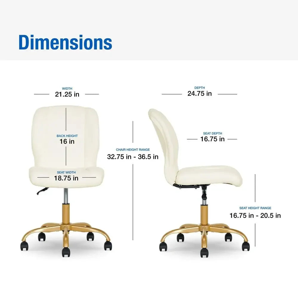 Adaptable Armless Office Chair with Cushioned Seat and Back childrensterritory