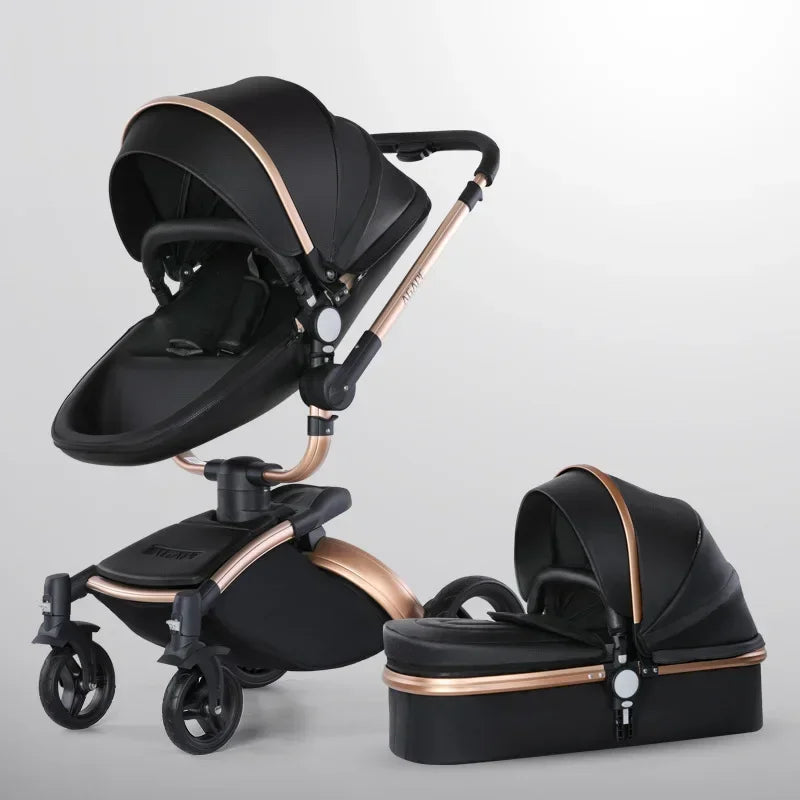 3 in 1 Baby High Land-scape Stroller with Bassinet & Folding Carriage