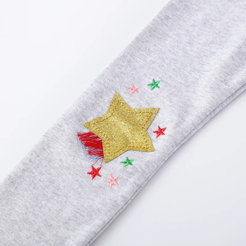 Little Girls Cartoon Unicorn Stars Embroidery Cotton Trousers childrensterritory