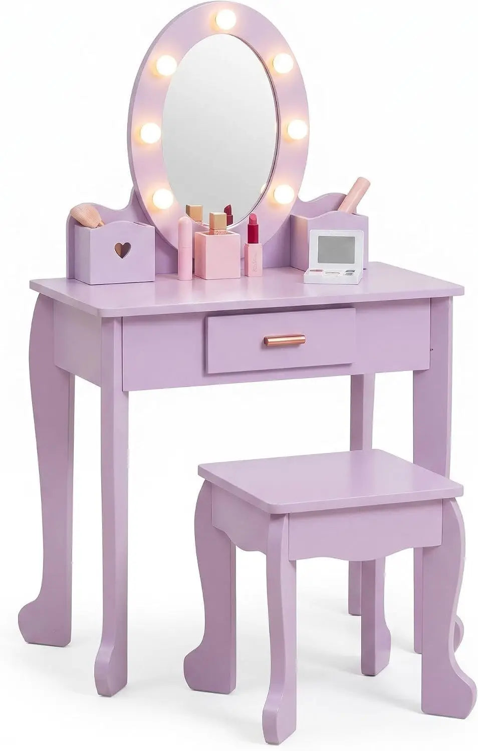Kids Girls Makeup Dressing Play Table/Vanity Set W/ Mirror