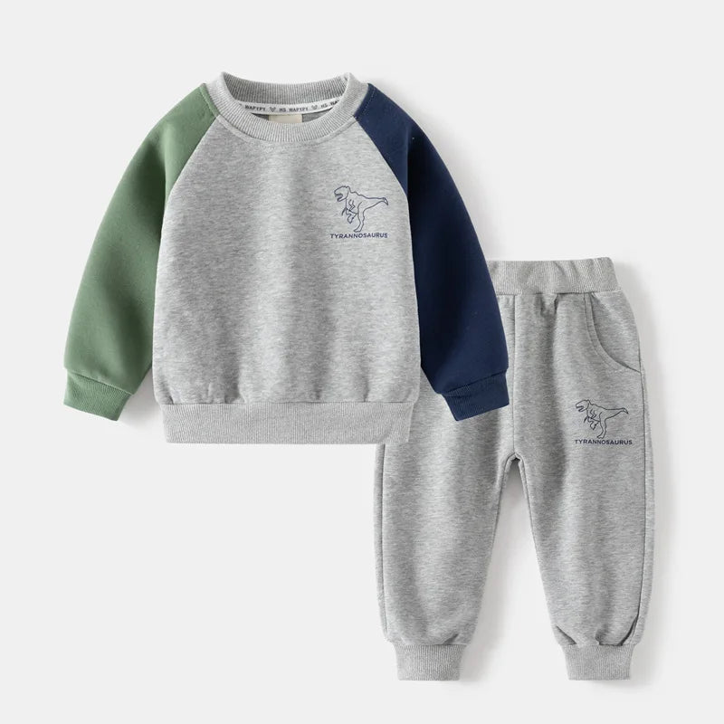 Little Boys Color Patchwork Two-Piece Casual Tracksuits childrensterritory