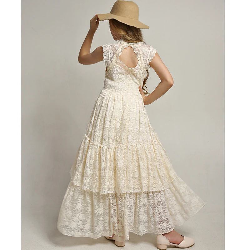 Lace Design Girls Princess Dresses For Party childrensterritory