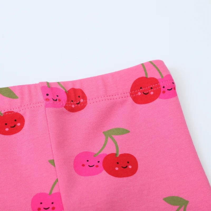 Kids Girls Cartoon Cherry Print Cotton Leggings/Trousers childrensterritory