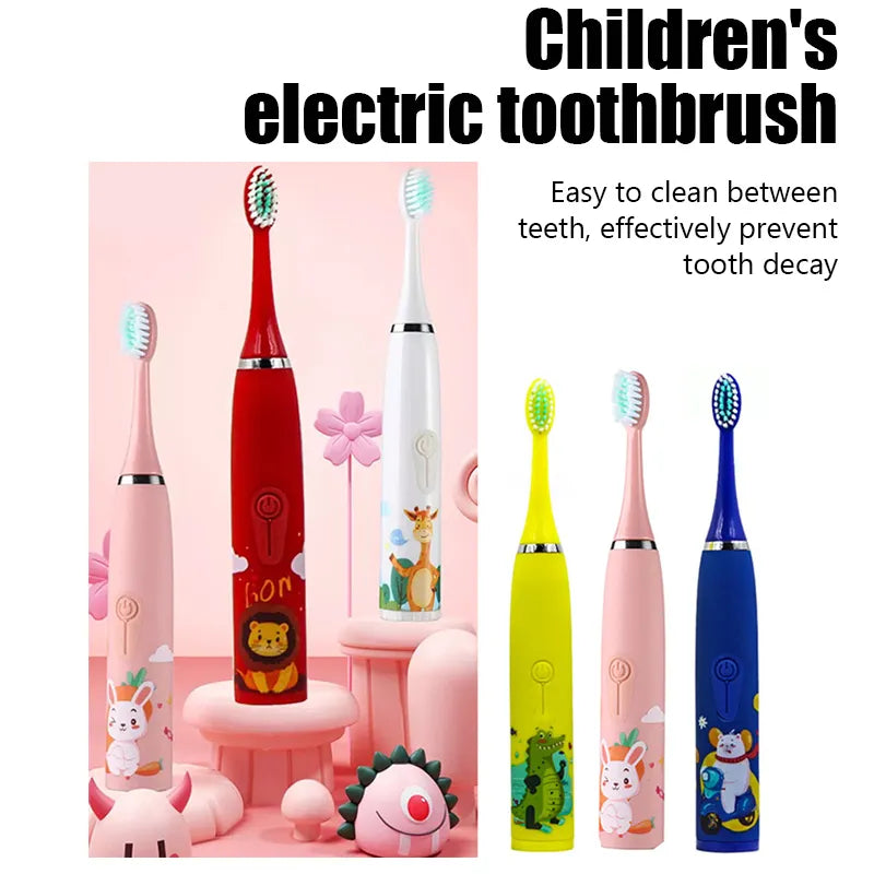 Electric Tooth Brush for Kids with 6 Soft Nozzles childrensterritory