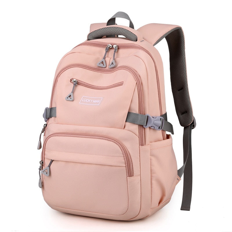 Solid Color Waterproof Shoulder Backpack for Teenage Girls childrensterritory