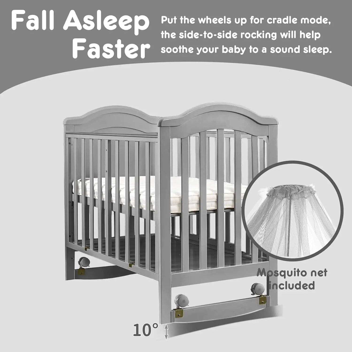 6 in 1 Convertible Crib for Infants with Wheels and Storage childrensterritory