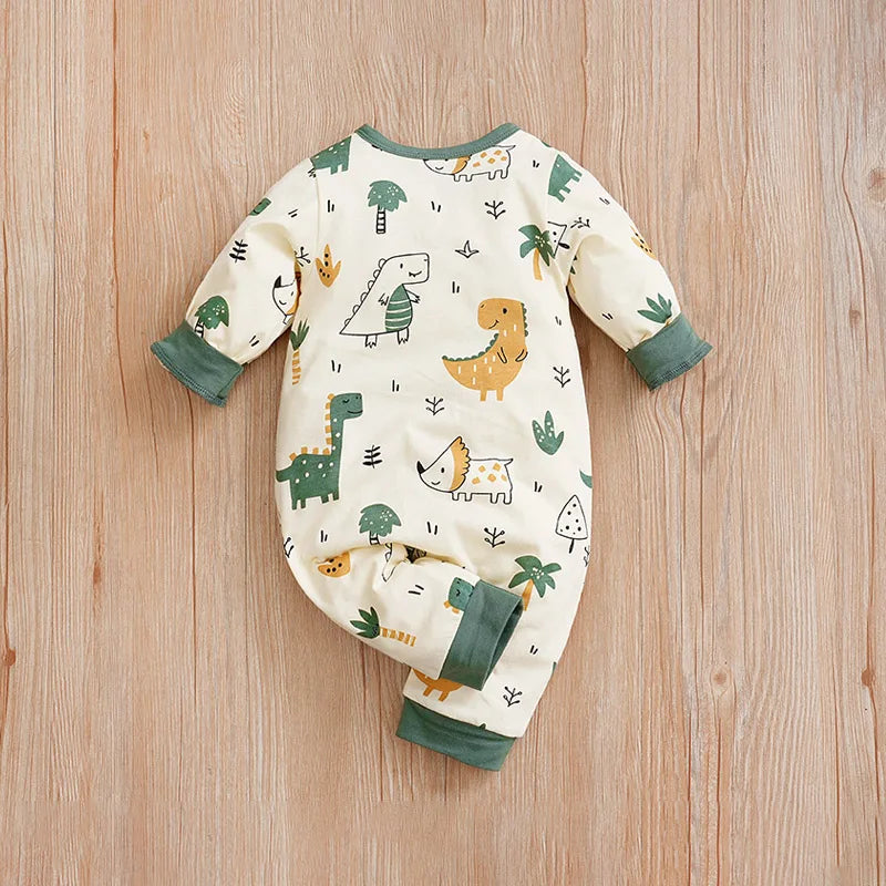 One Piece Dinosaur Print Cotton Baby Romper