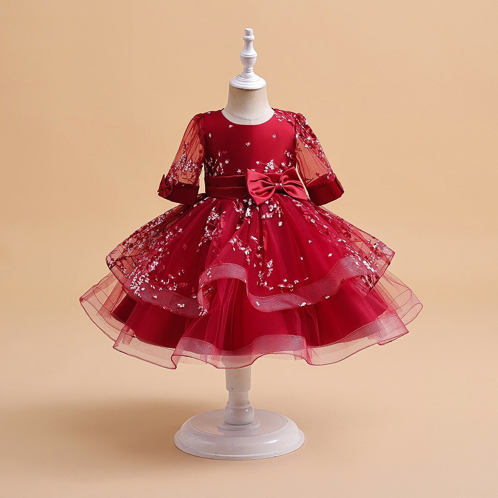 Flower Embroidery Tulle Princess Dresses for Kids Girl Birthday childrensterritory