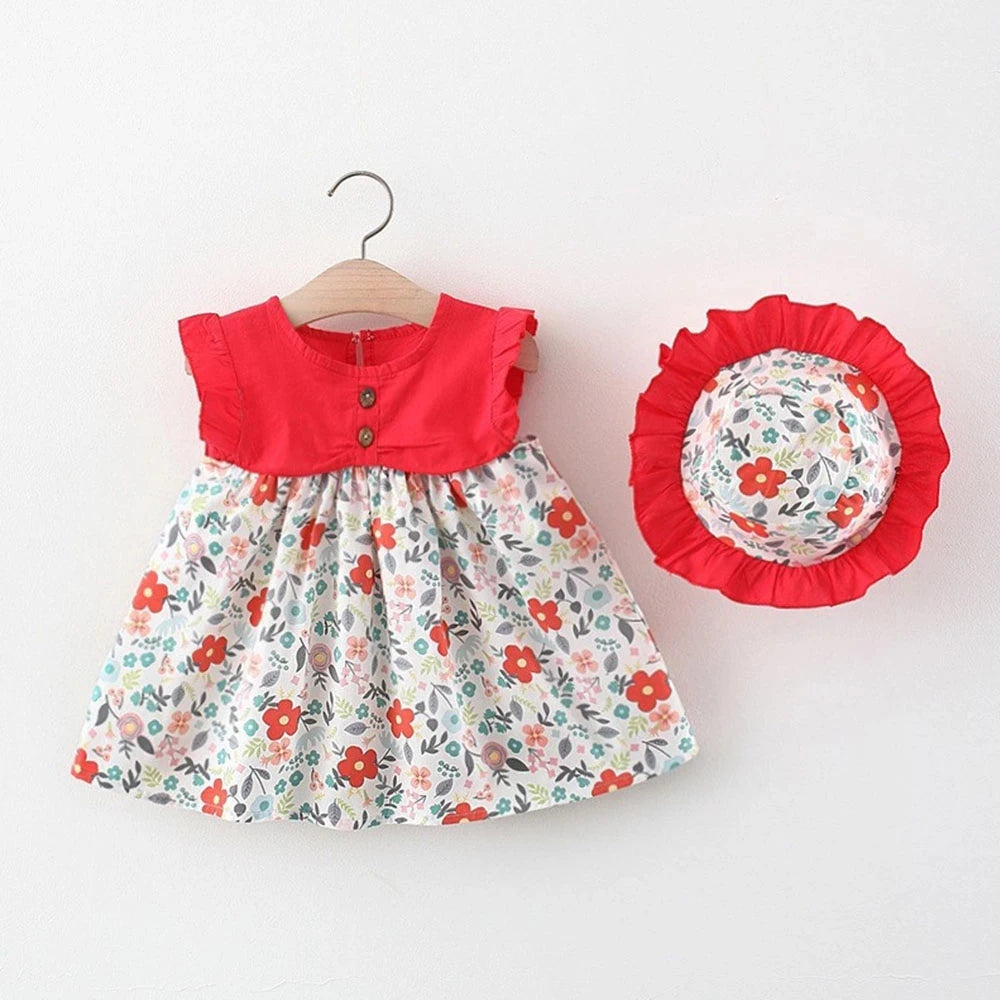 Baby Girls Cute Sleeveless 2 Pieces Stripe Pattren Dress Set childrensterritory