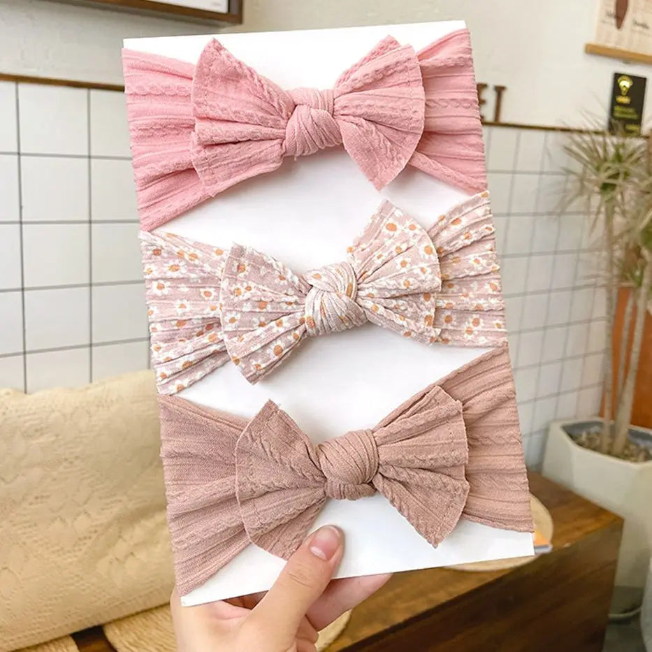 3Pcs/Lot Bow Knot Elastic Hair Bands for Baby Girls