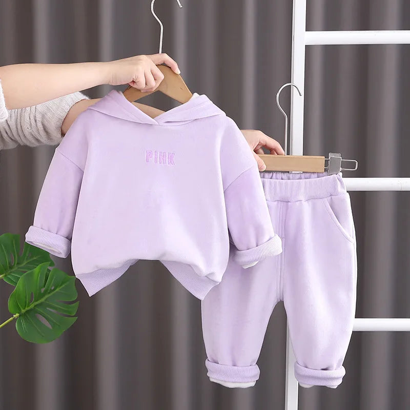 Cotton Rabbits Design Hoodie Sets for Kids Girls