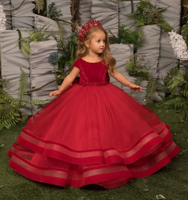 Puffy Layers Big Bow Little Princess Dress for Girls