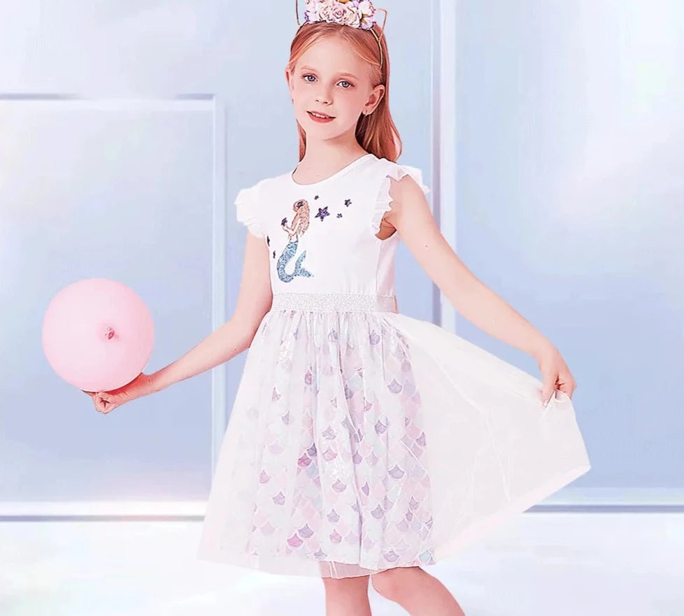 Kids Girl Mermaid Sequins Tutu Birthday Party Dresses childrensterritory