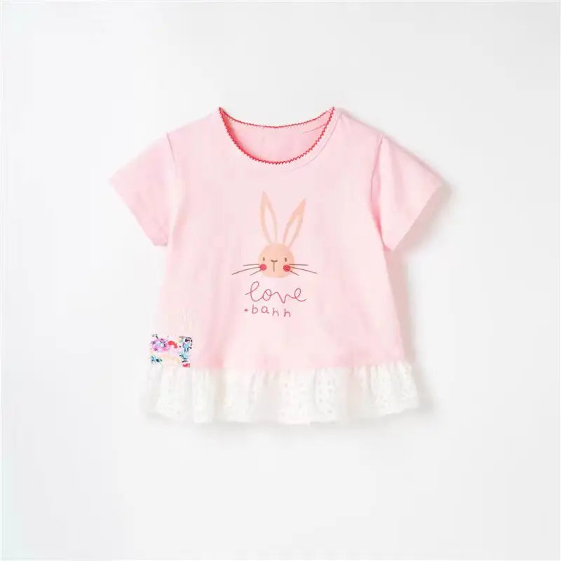 Half-Sleeves Cartoon Print Summer Casual Tops For Girls childrensterritory