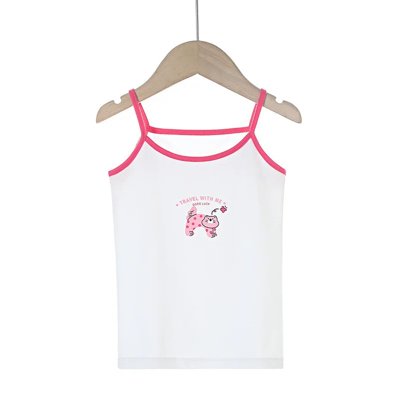 Young Girls Cartoon Design Soft Cotton Camisoles childrensterritory