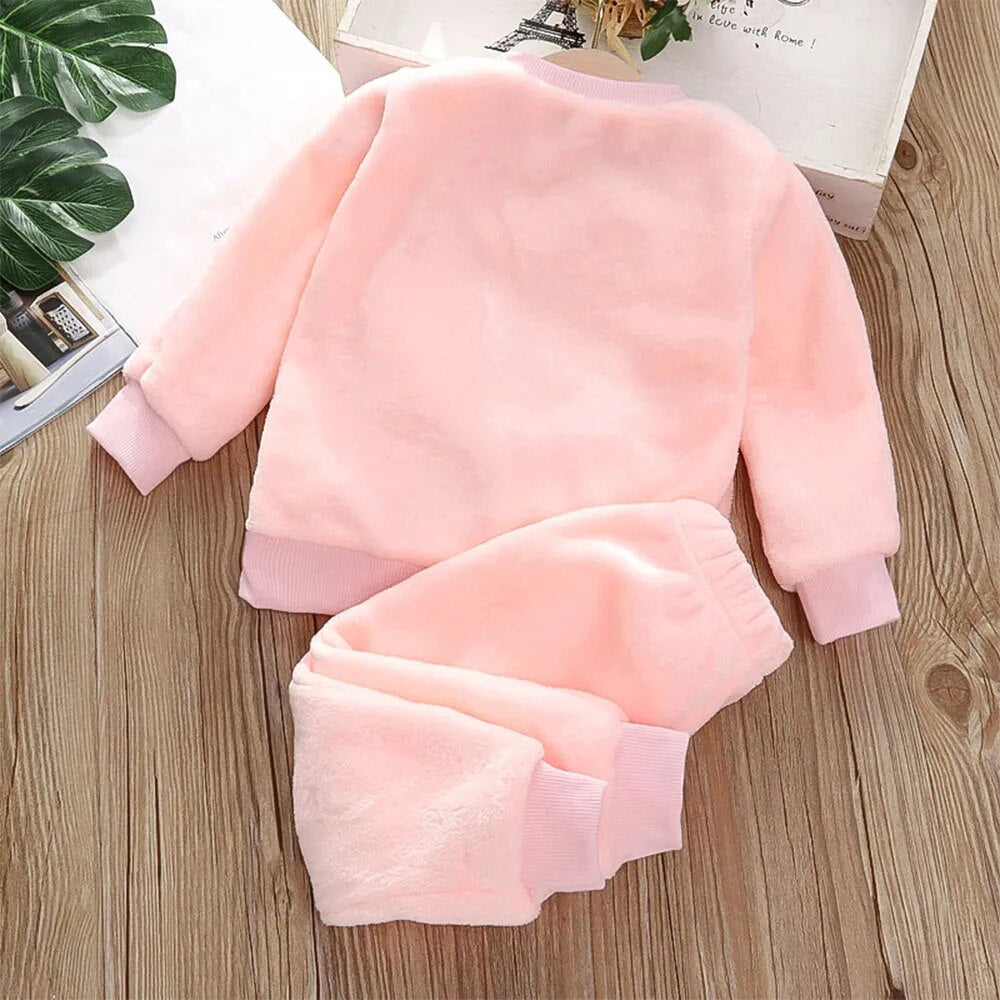 Kids Bear Leader Design Thick Coral Velvet Homewear Set childrensterritory
