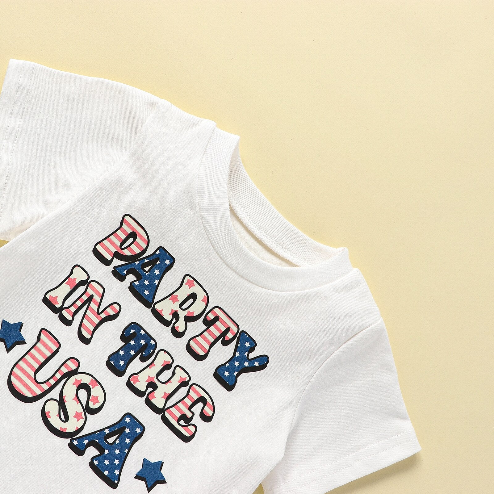 4th of July Baby Girl Outfit Letter Top and Tassel Shorts childrensterritory