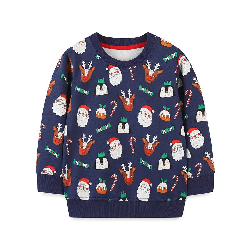 Cartoon Animal Print Long Sleeve Kids Boys Sweatshirts