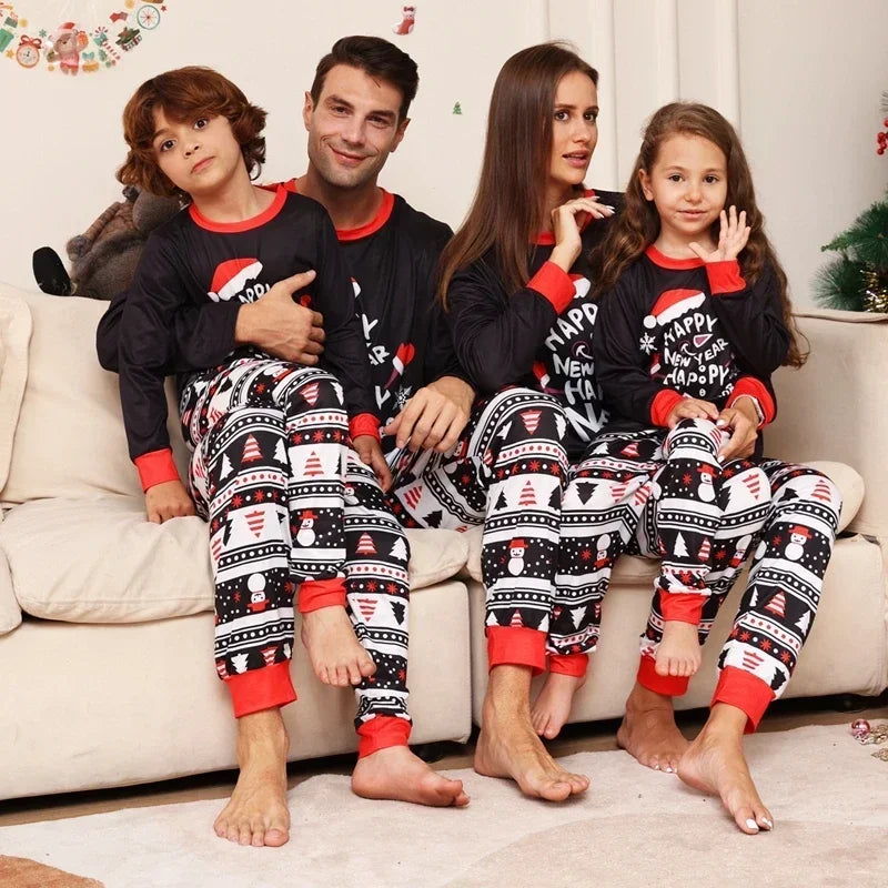 Letter Print Cute Family Matching Cotton Christmas Pajamas