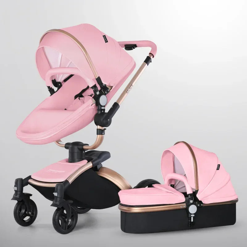 3 in 1 Baby High Land-scape Stroller with Bassinet & Folding Carriage