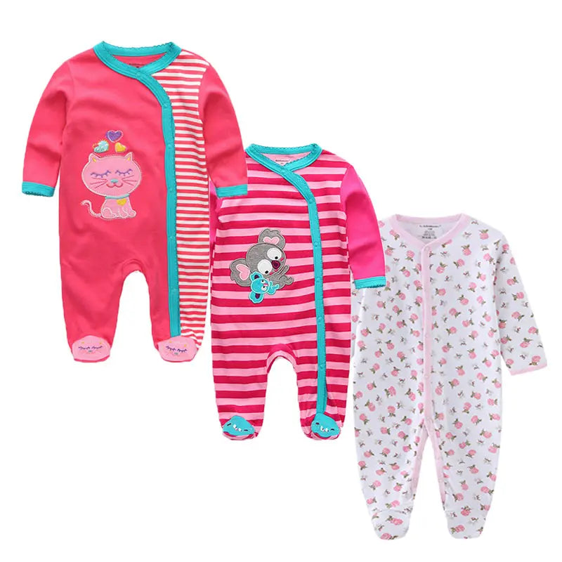Long Sleeve Overall Printed Baby Zipper Rompers