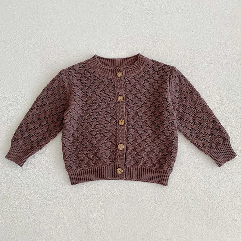 Baby Girls Long Sleeves Floral Embroidery Knitted Cardigans childrensterritory