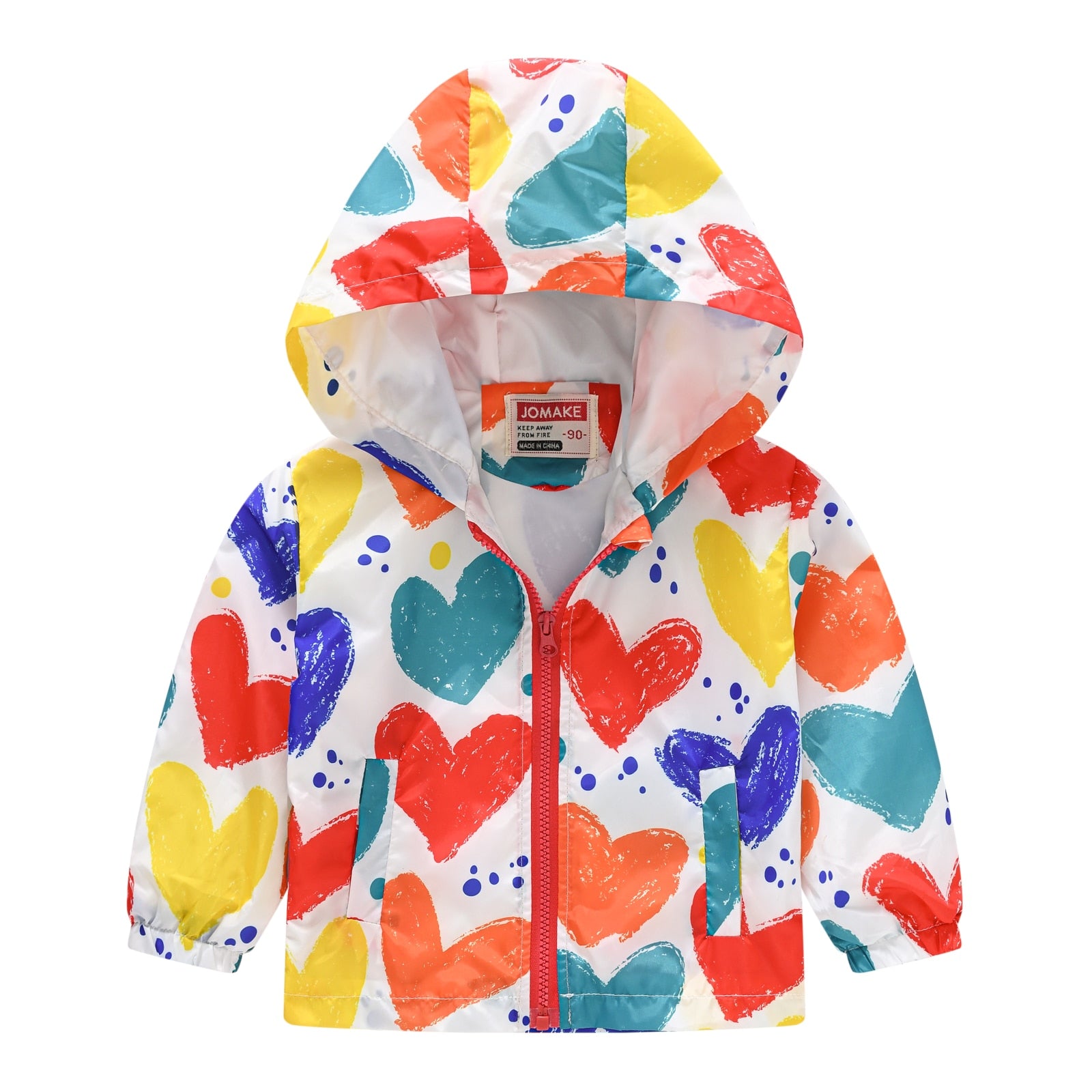 Kids Girls Colorful Cartoon Prints Windproof Hooded Jackets childrensterritory
