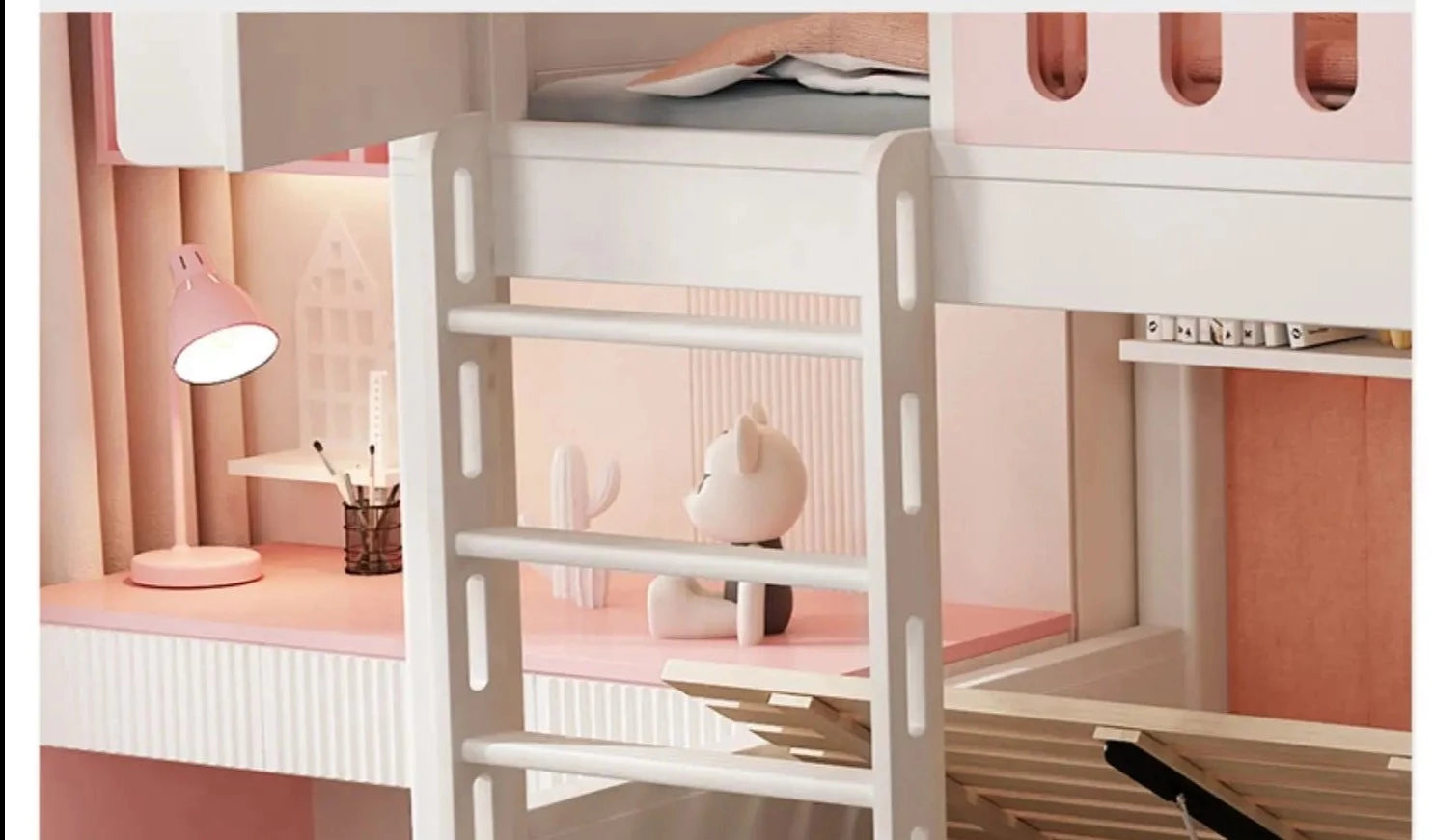 Kids Castle Bunk Bed with Treehouse and High Guardrails childrensterritory