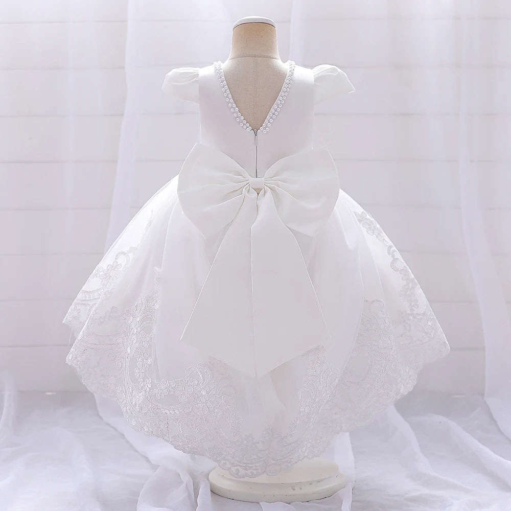 Baby Girls Bow Design Tulle 1st Birthday/Baptism Dresses childrensterritory