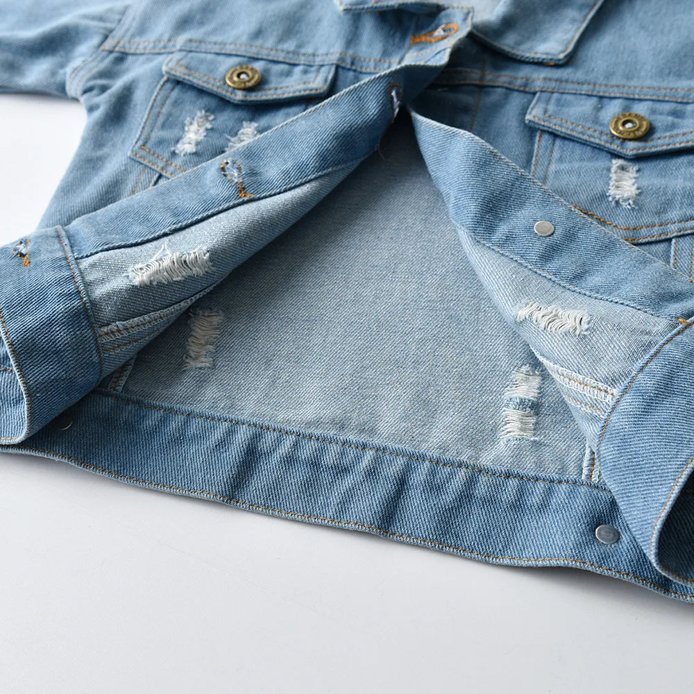 Baby/Kids Girls Boys Button Pocket Down Denim Jacket