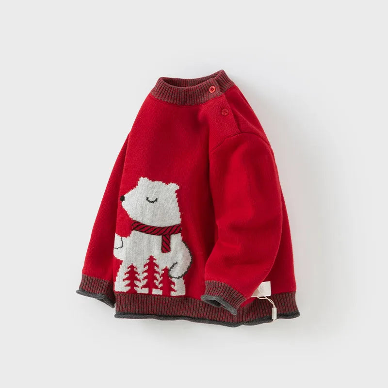 Casual O Neck Warm Knitted Toddler Sweater for Christmas childrensterritory