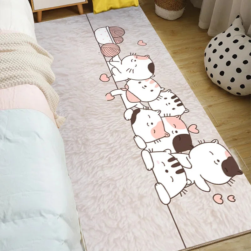Cute Cartoon Girly Large Area Rugs for Kids Bedroom, Living Room