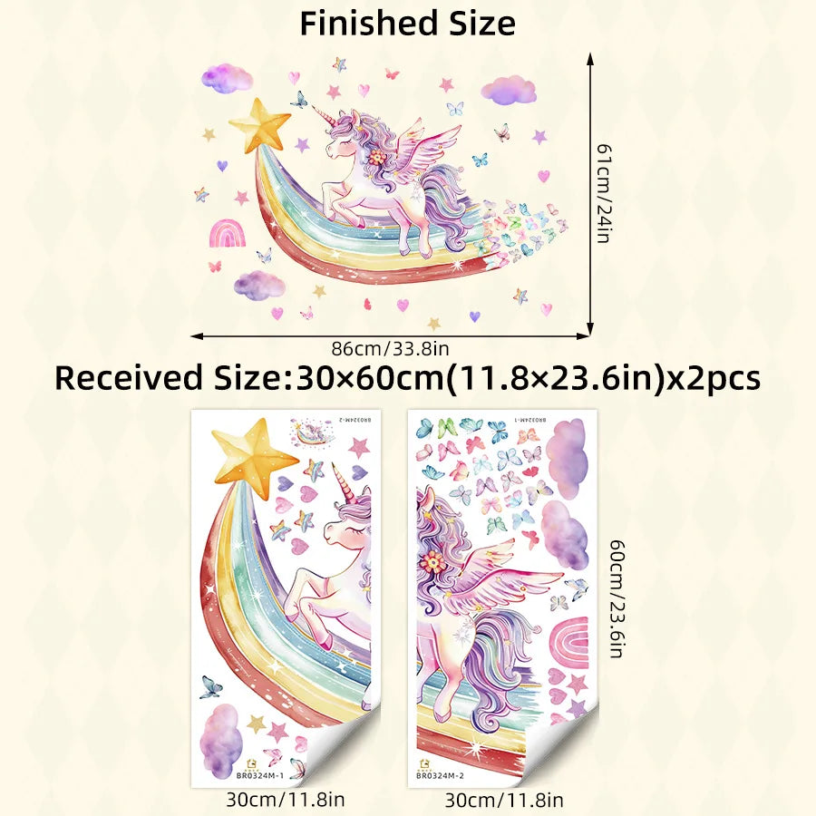 Shine In The Dark Unicorn Stars Wall Stickers for Bedroom
