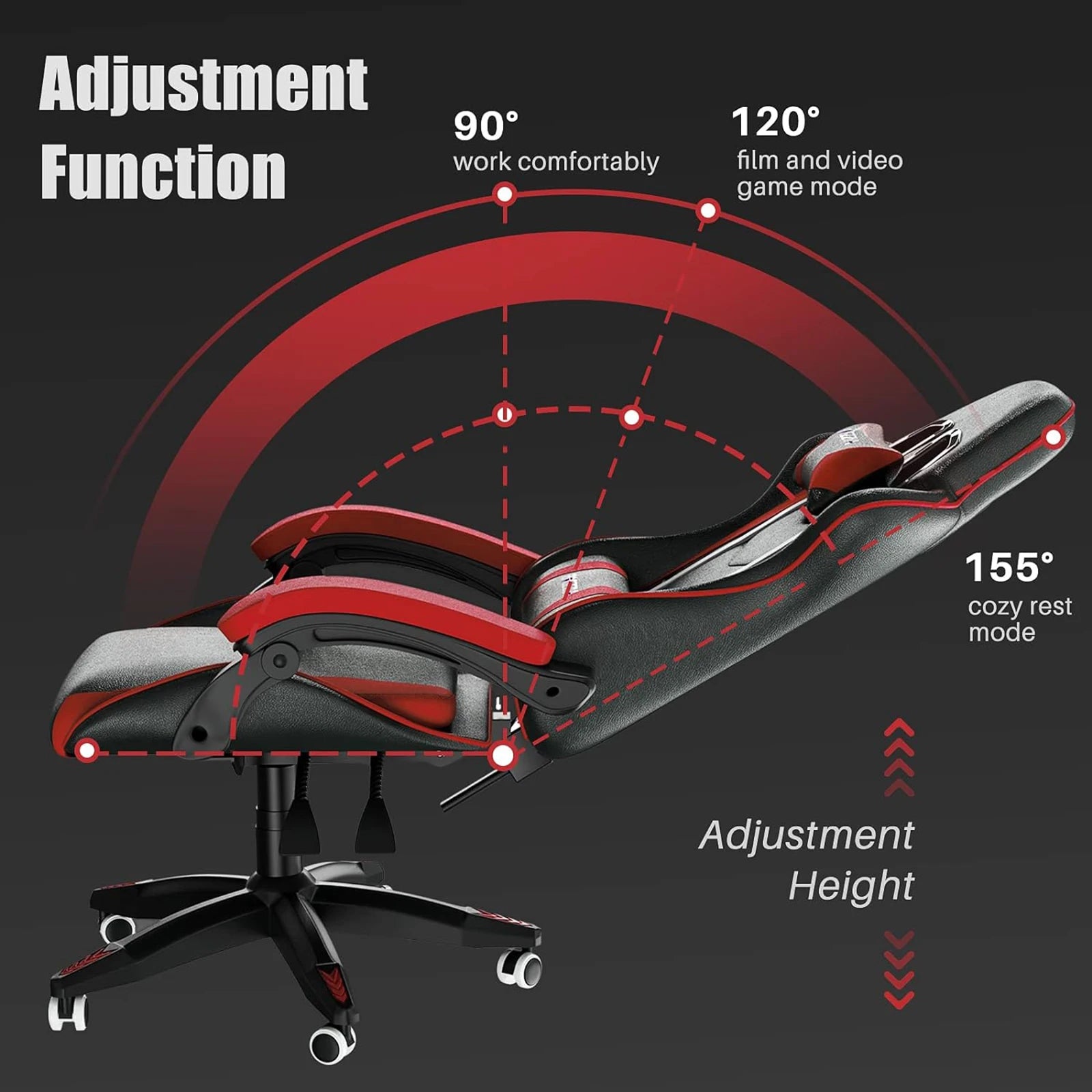 Adjustable Gamer Chairs with Lumbar Cushion + Headrest childrensterritory
