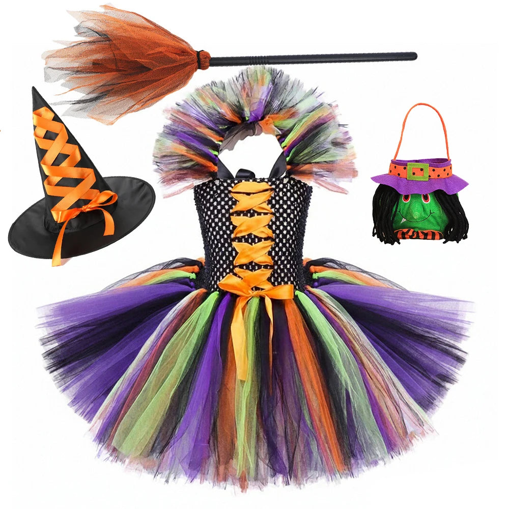 Kids Girls Carnival Vestidos Clothing Set Bag Hat for Halloween