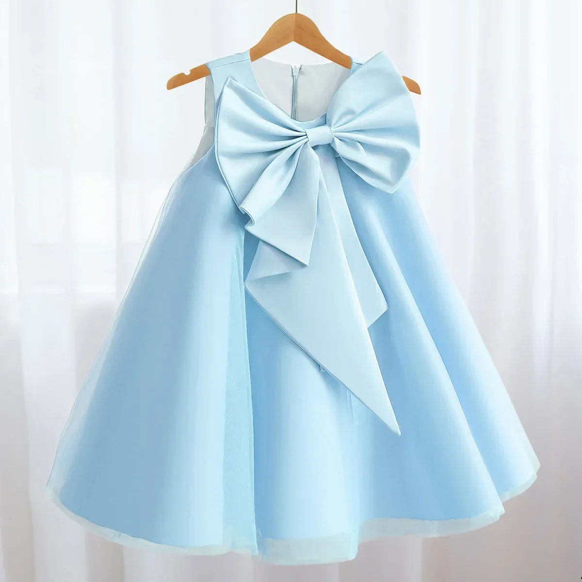 Lavender Scoop Neck Puff Girls Birthday Party Dresses
