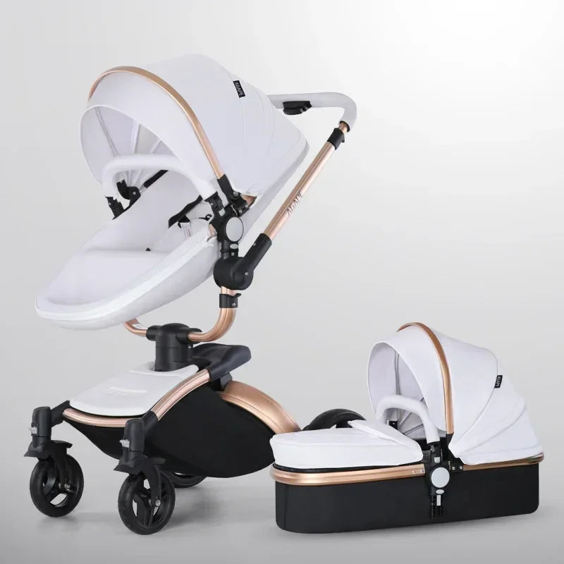 3 in 1 Baby High Land-scape Stroller with Bassinet & Folding Carriage