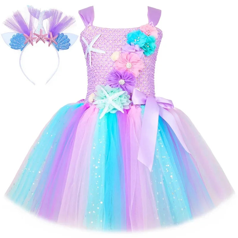 Girls Mermaid Style Tutu Princess Birthday/Halloween Party Dresses