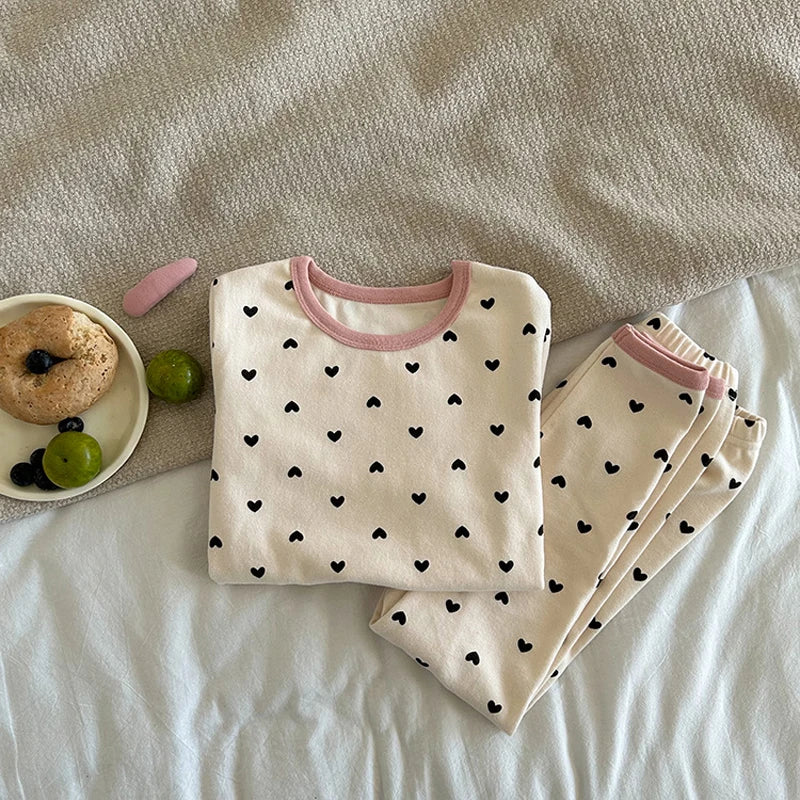 Floral Print Long Sleeves Warm Little Boys/Girls Winter Pajamas Set childrensterritory