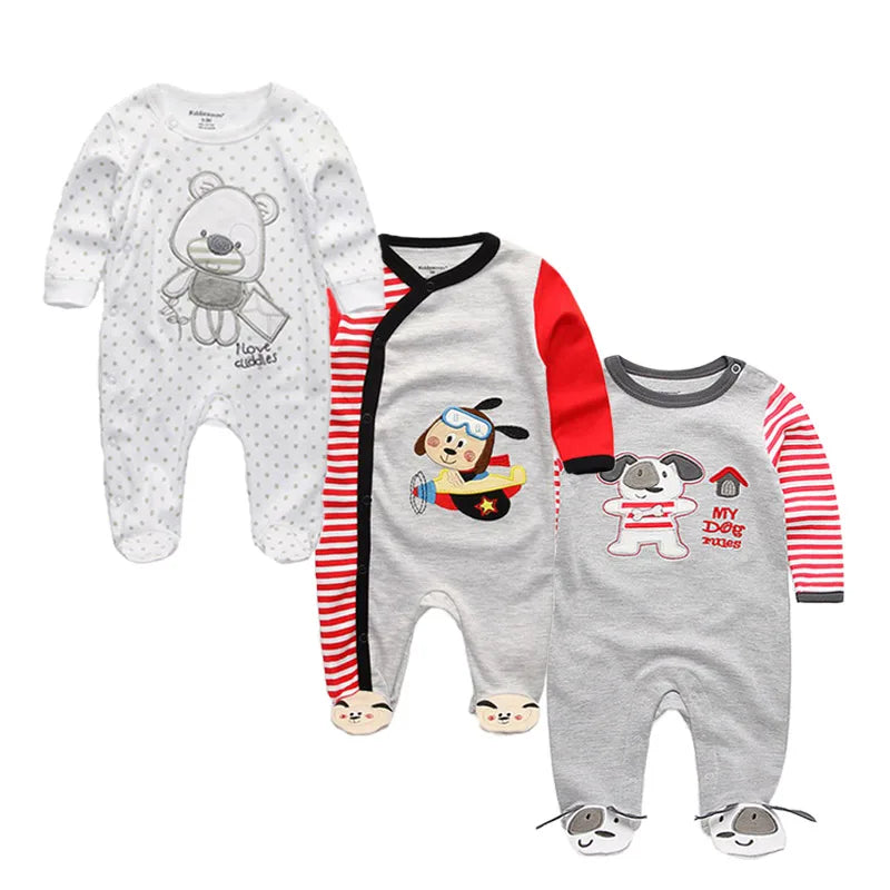 Long Sleeve Overall Printed Baby Zipper Rompers