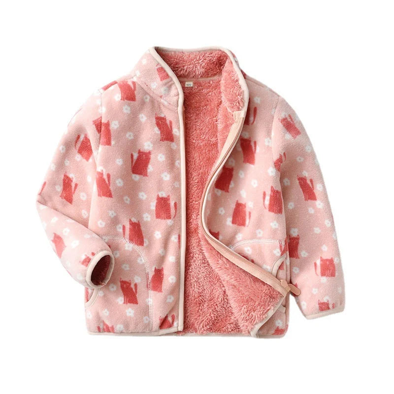 Kids Boys Girls Plus Velvet Warm Winter Zipper Outwear childrensterritory