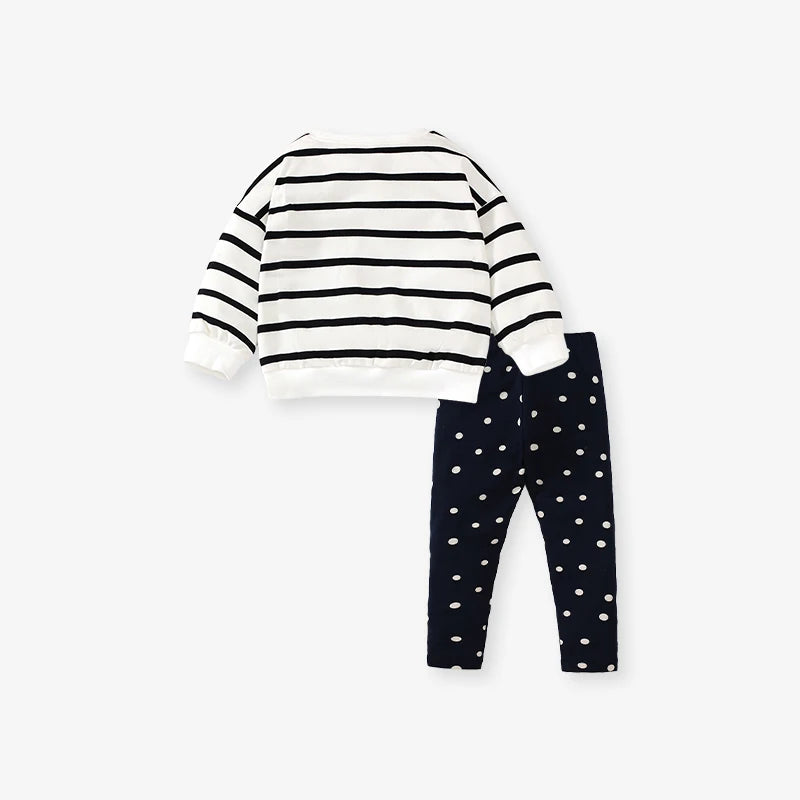 Girls Cartoon Striped Pullover and Legging Set for Autumn childrensterritory