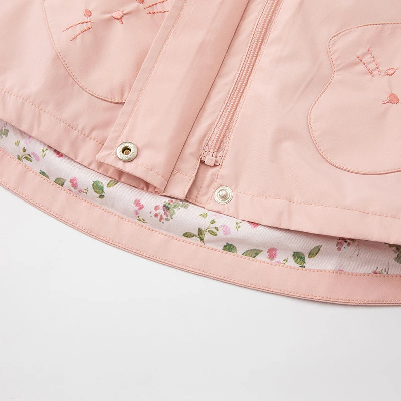 Kids Pink Cartoon Hooded Long Sleeve Casual Jacket childrensterritory
