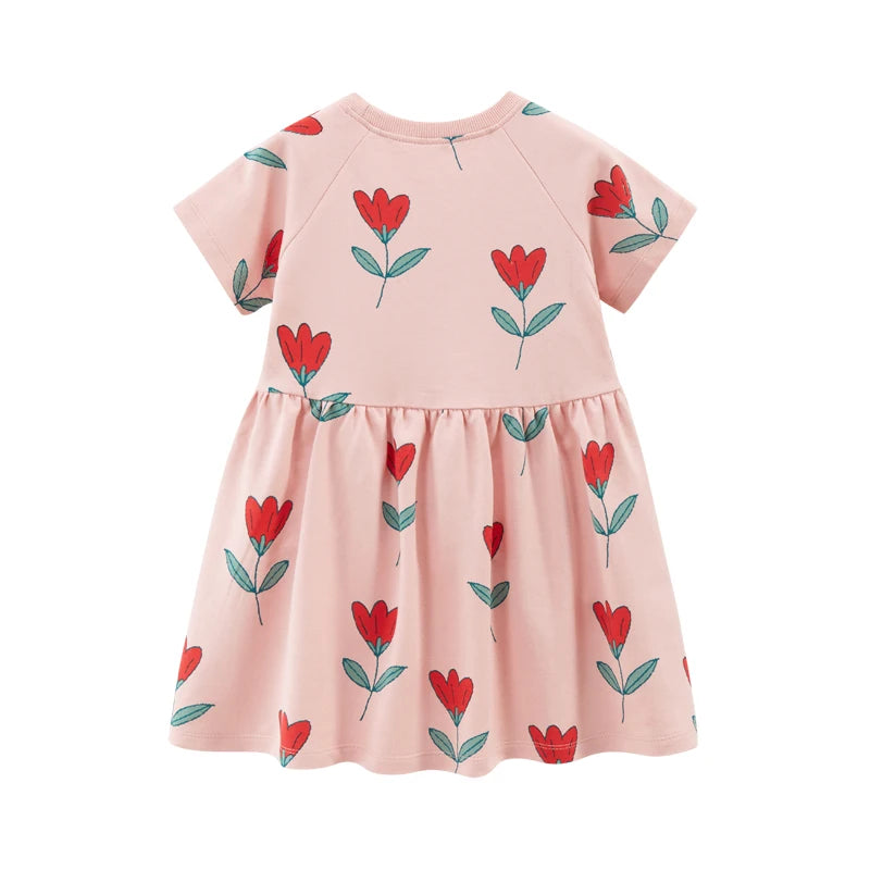 Kids Girls Korean Style Floral Print Summer Party Dress childrensterritory