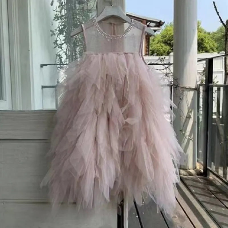 Kids Girls Sequins Tutu Layered Sleeveless Party Dress childrensterritory